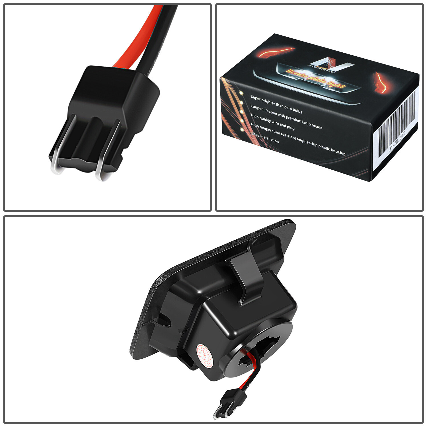 Nuvision For 15-20 Ford F150 18 SMD White LED License Plate Light Assembly Pair