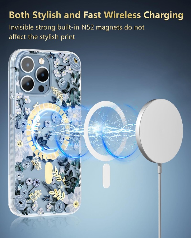 SCORPIFY iPhone 14 Pro Max Case, MagSafe Compatible, Blue Nemophil