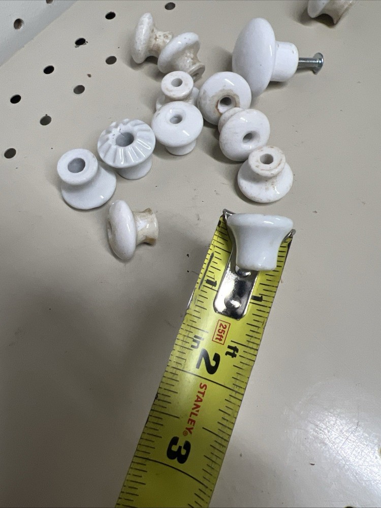 Lot 13 Antique White Ceramic Drawer Pulls Cabinet Knobs Assorted Lot Sizes