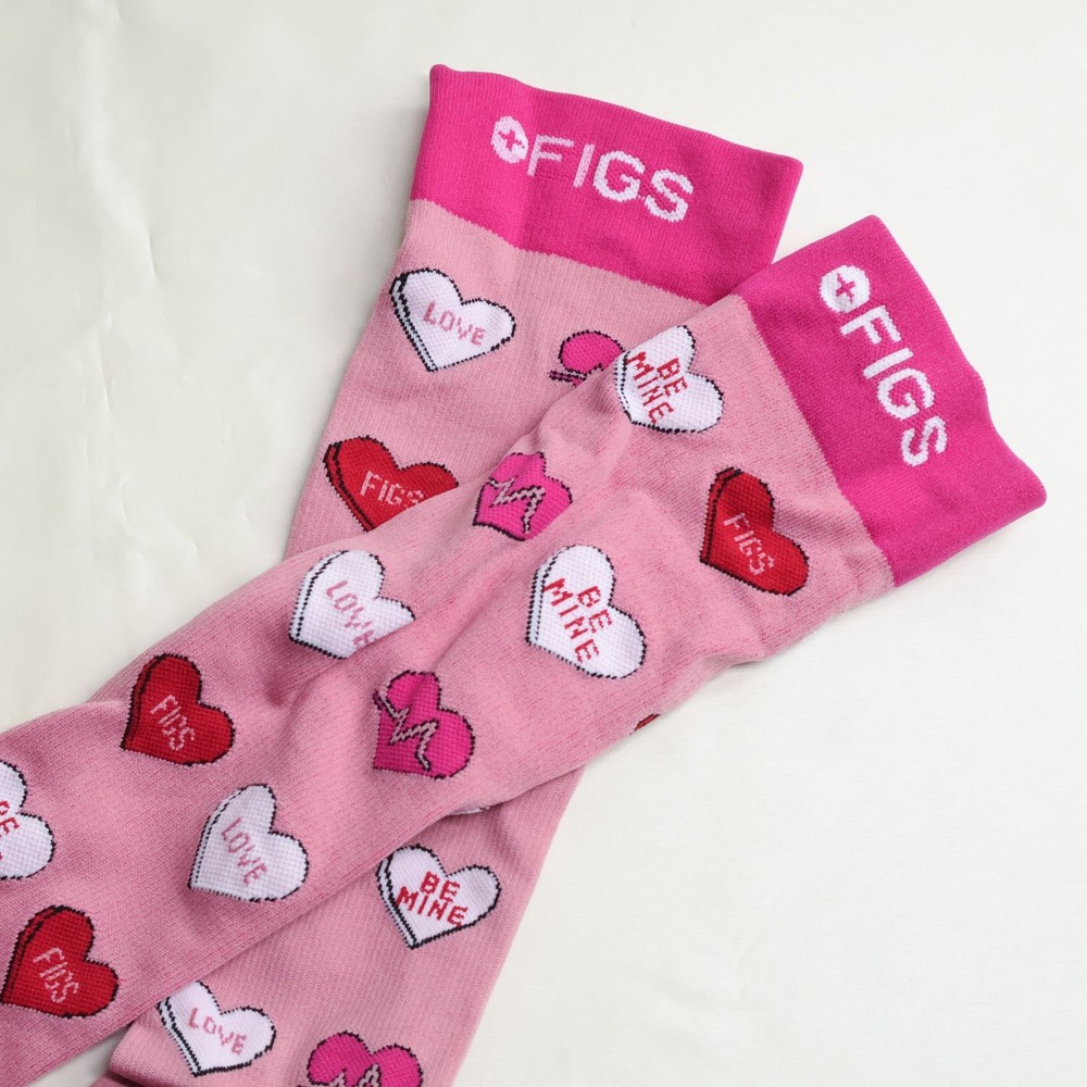 Figs Compression Socks Heart Pattern Size M