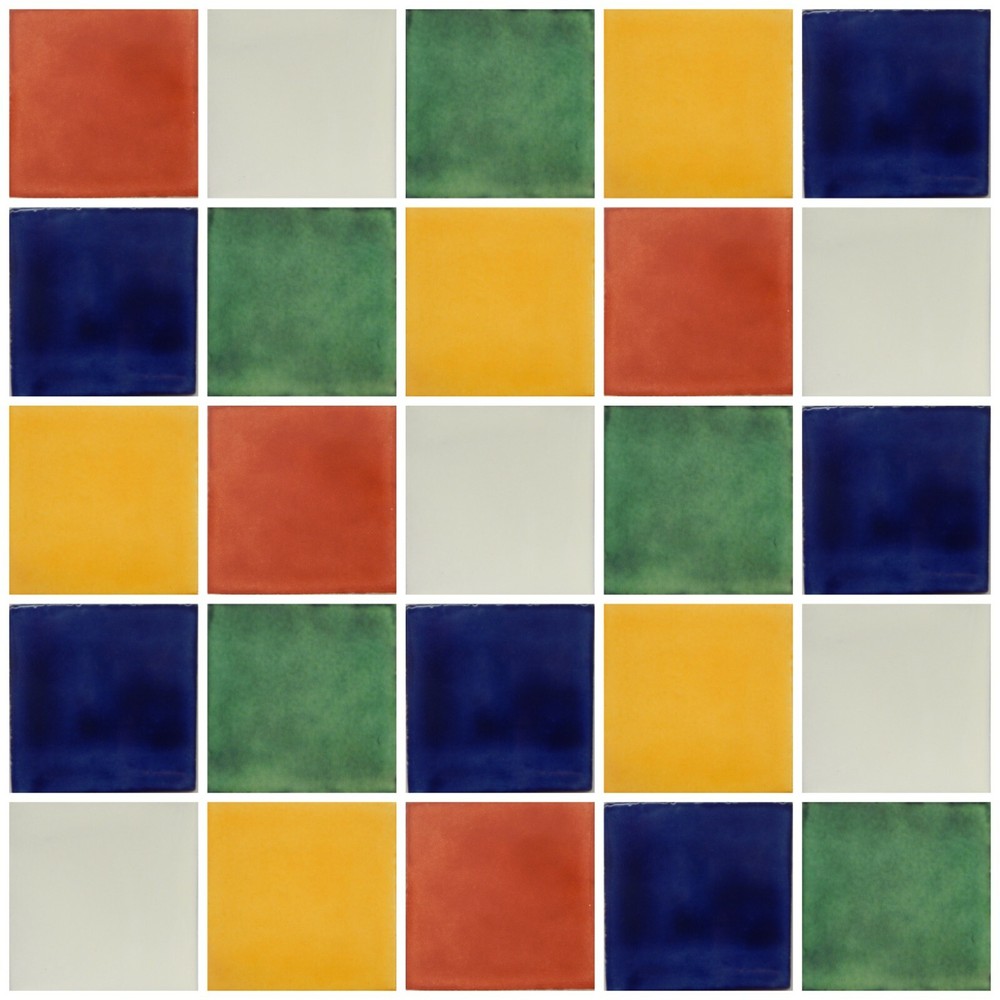 50 Mexican Talavera Handmade Tiles 4x4 Assorted  SOLID COLORS