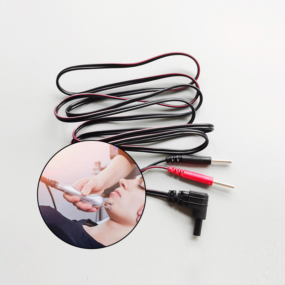 2Pcs For Tens / Ems Machine Electrode Lead Wires Cables Standard Connection Plug