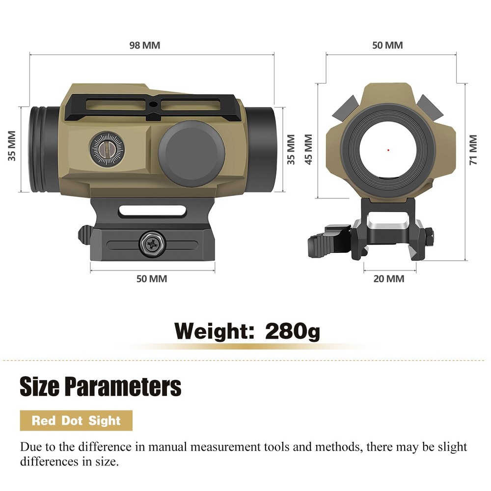 Vigilance Innovations Solar Powered Red Dot Sight Reflex Scope With QD Mount