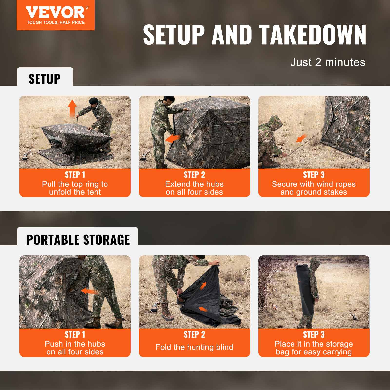 VEVOR Hunting Blind 270° See Through Ground Blind One-Way Mesh for 4-5 Person