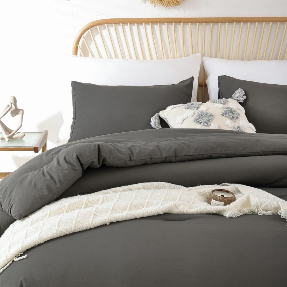 Queen Comforter Set Charcoal Grey, 3pcs