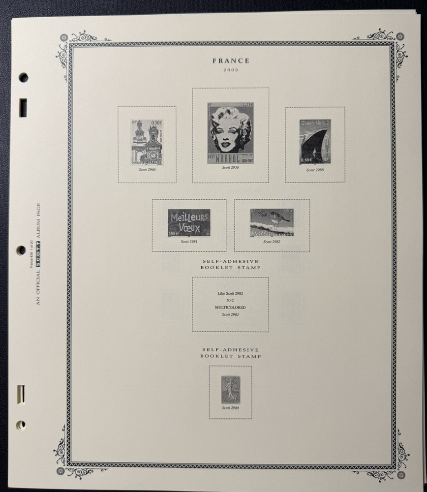 Scott France Stamp Album Supplement #39 Pages 1 - 20 - No Stamps