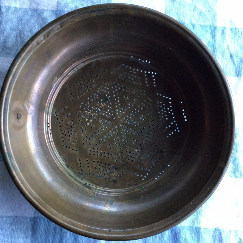 Vintage Copper Colander, 10 1/2”