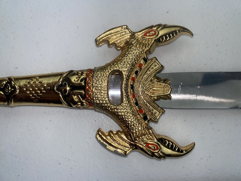 Decorative Dagger Heavy Gold Tone Handle (Needs TLC) 12” Blade