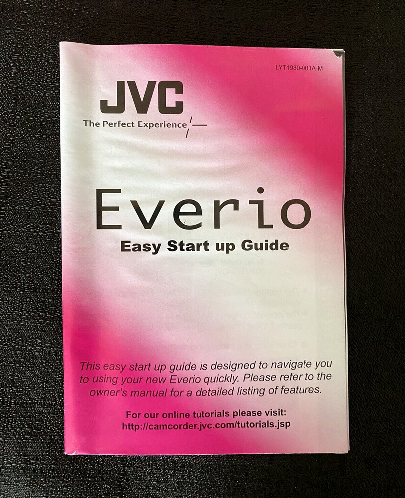 JVC Everio LCD Camcorder Camera OEM Easy Start-up Guide