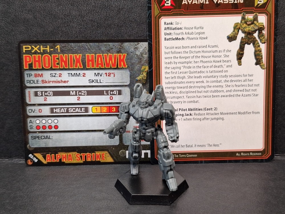 BattleTech Phoenix Hawk + Alpha Strike & Pilot Cards Inner Sphere Battle Lance