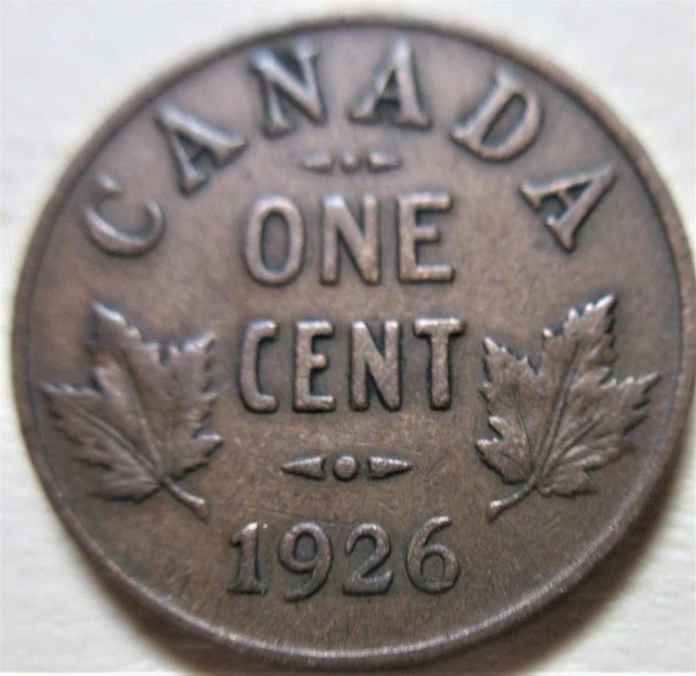 1926 Canada Small Cent Key Date Coin. Penny 1 cent