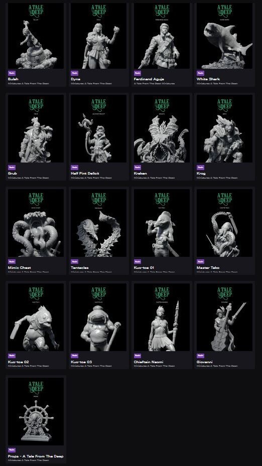 3D Printed Tale From The Deep Game Complete Set