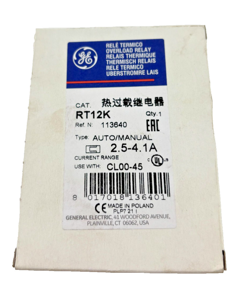 GE RT12K Overload Relay Auto/Manual Reset Type Industrial Control