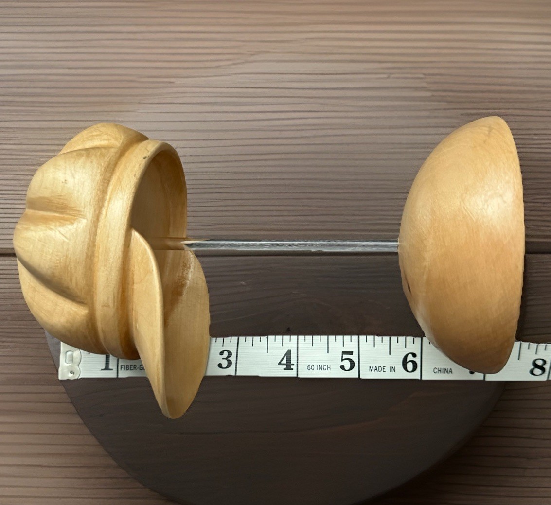 Set of 2 BINI FIRENZE 7.5" Wood Hat Sculptures & Base Glass Stand ITALY -CUTE!!