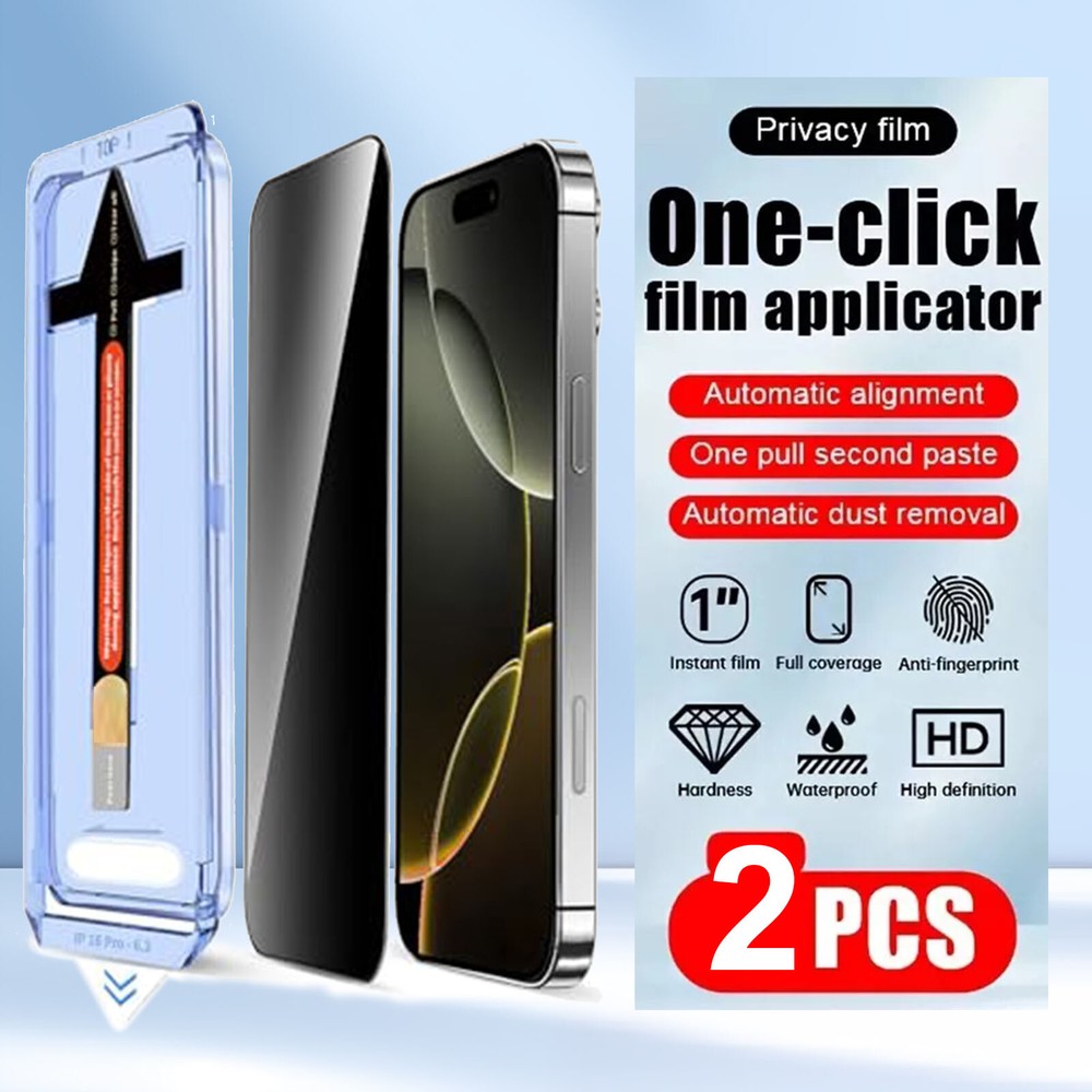 2-Pack Magic Auto Alignment Privacy Screen Protector For iPhone 16 15 14 13 12