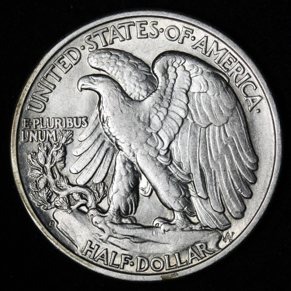 1936-D Walking Liberty Silver Half Dollar AU+ E357 T