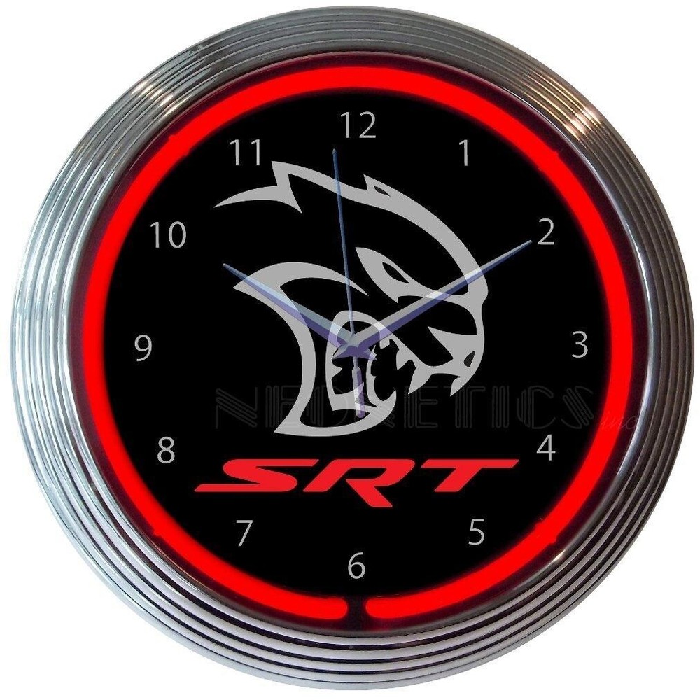 Dodge Hellcat Srt Garage 15" Wall Décor Neon Clock 8HELLC