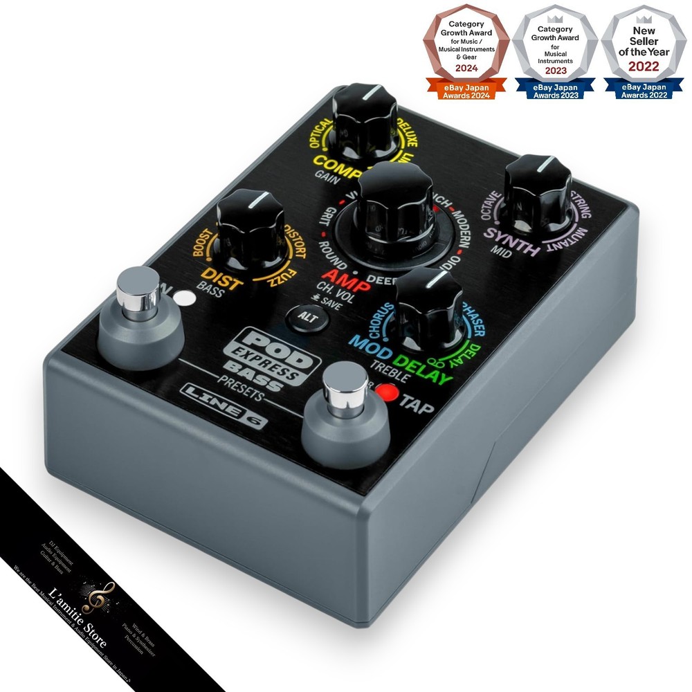 Line 6 POD Express Bass Effects Processor Black Amp Simulator Foot switch Japan