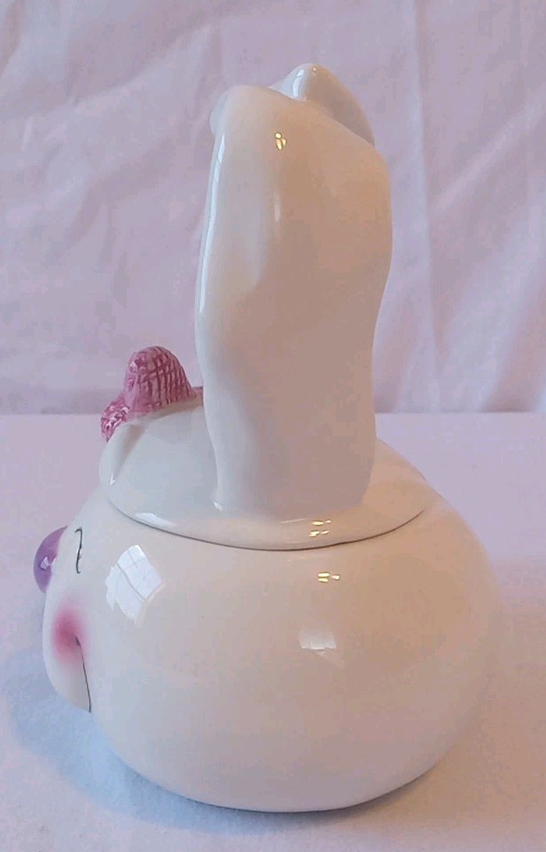 Bunny Rabbit Candy Dish Long Ear Handle Ceramic