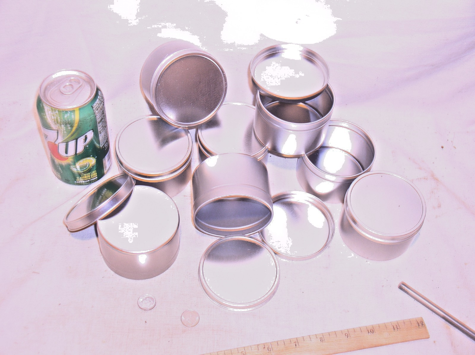 8 EMPTY SEAMLESS SILVER METAL CANDLE WIC CANDEL MAKING DIY CRAFT 8 OZ TIN W/LID