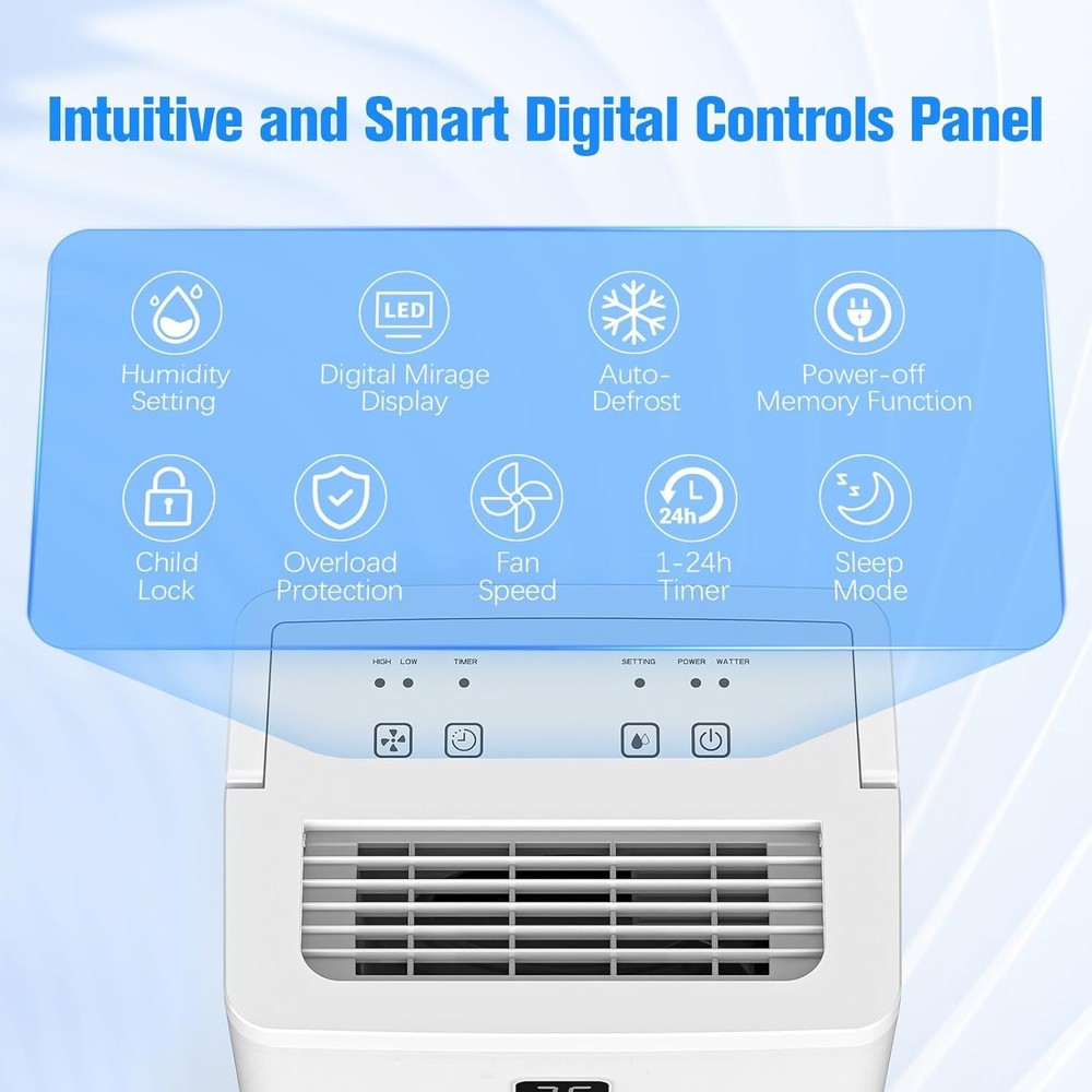 High-Capacity 25 Pints Dehumidifier - Dual Drainage, Automatic Defrost, Silent