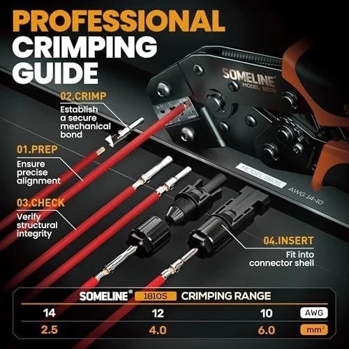 Solar Connector Crimping Tool Kit with MC4 Connectors