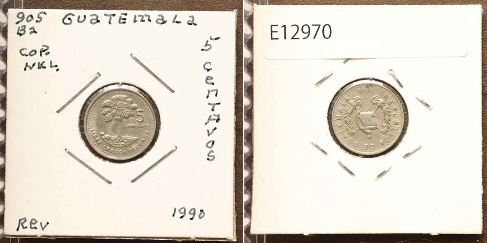 *Guatemala Coin, 5 Centavos 1990 [E12970]7x1