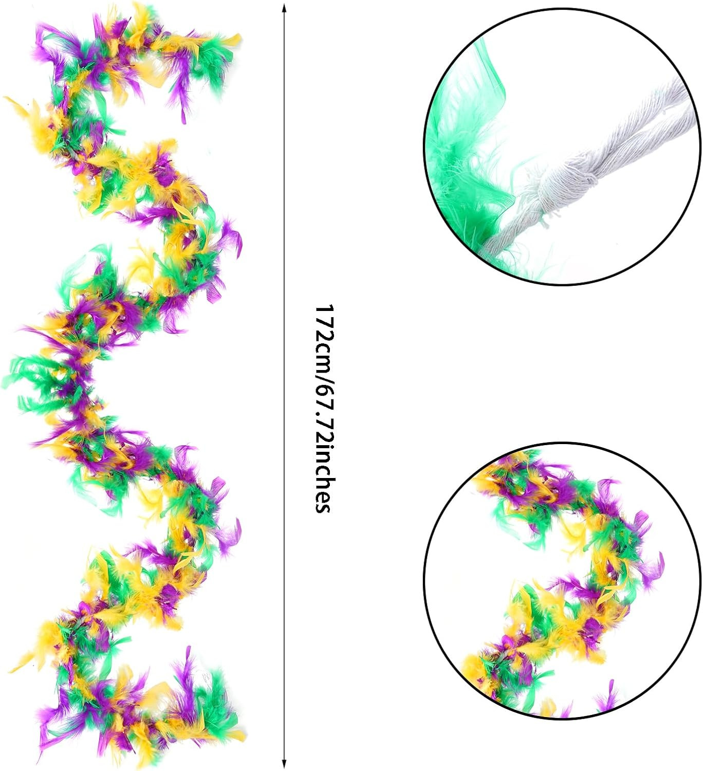 Mardi Gras Feather Boa with Fan Feather Boa for Women for Mardi Gras Theme Pa...