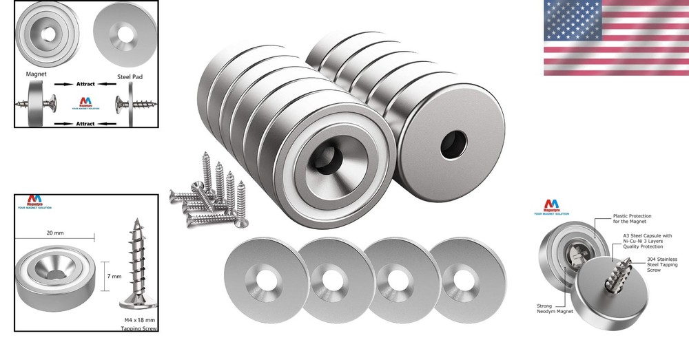 Versatile Neodymium Magnet Set - 25 LB Pull Force with Accessories Included