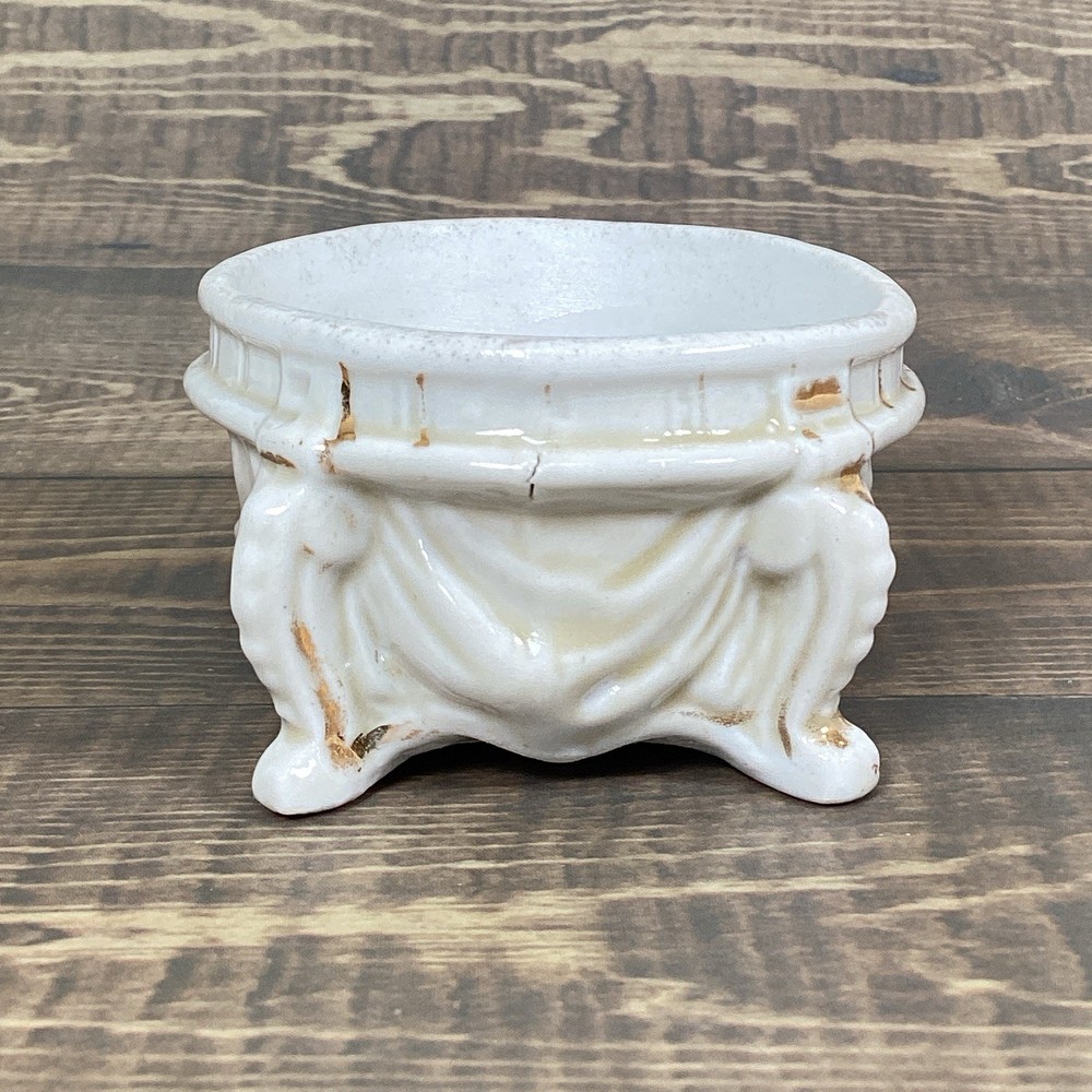Antique Pair Open Master Salt Cellar, Salt Dip
