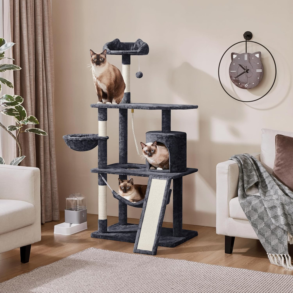 Deluxe 63.5" Multi-Level Cat Tree with Hammock & Scratching Posts for Cats