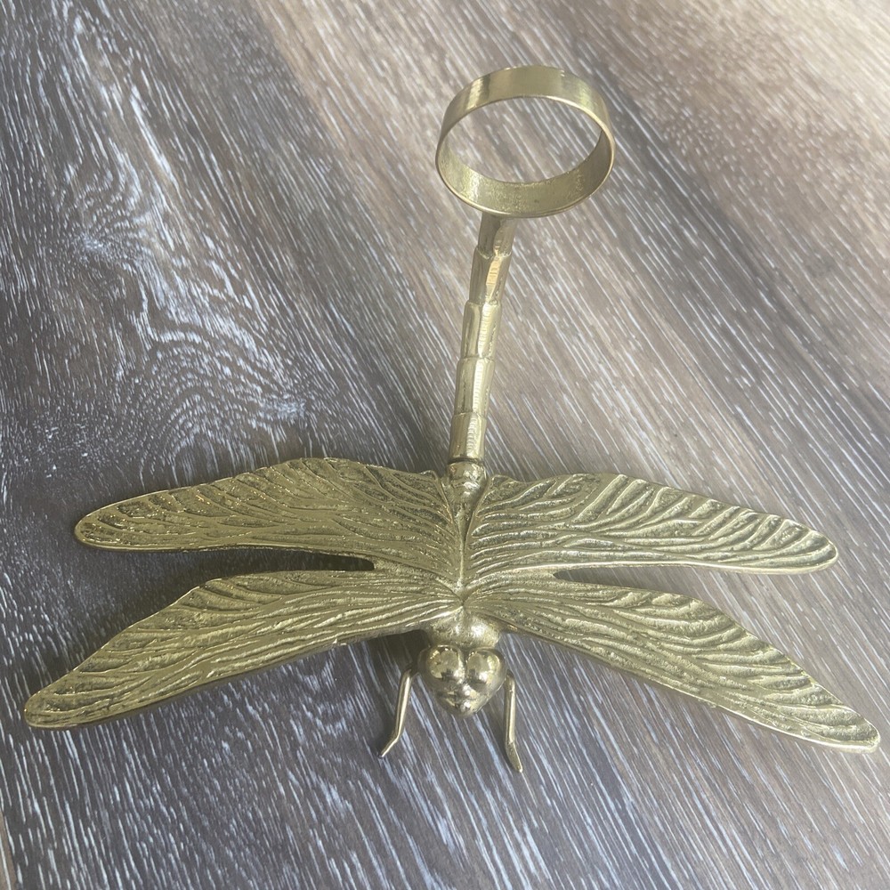 Vintage Style Solid Brass Dragonfly Front Door Knocker  Bent Tail Design  8x4"