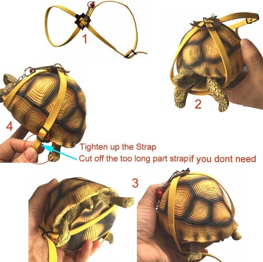 Adjustable Turtle Harness Leashes Soft Leather Harness Strap for Tortoise Pet...