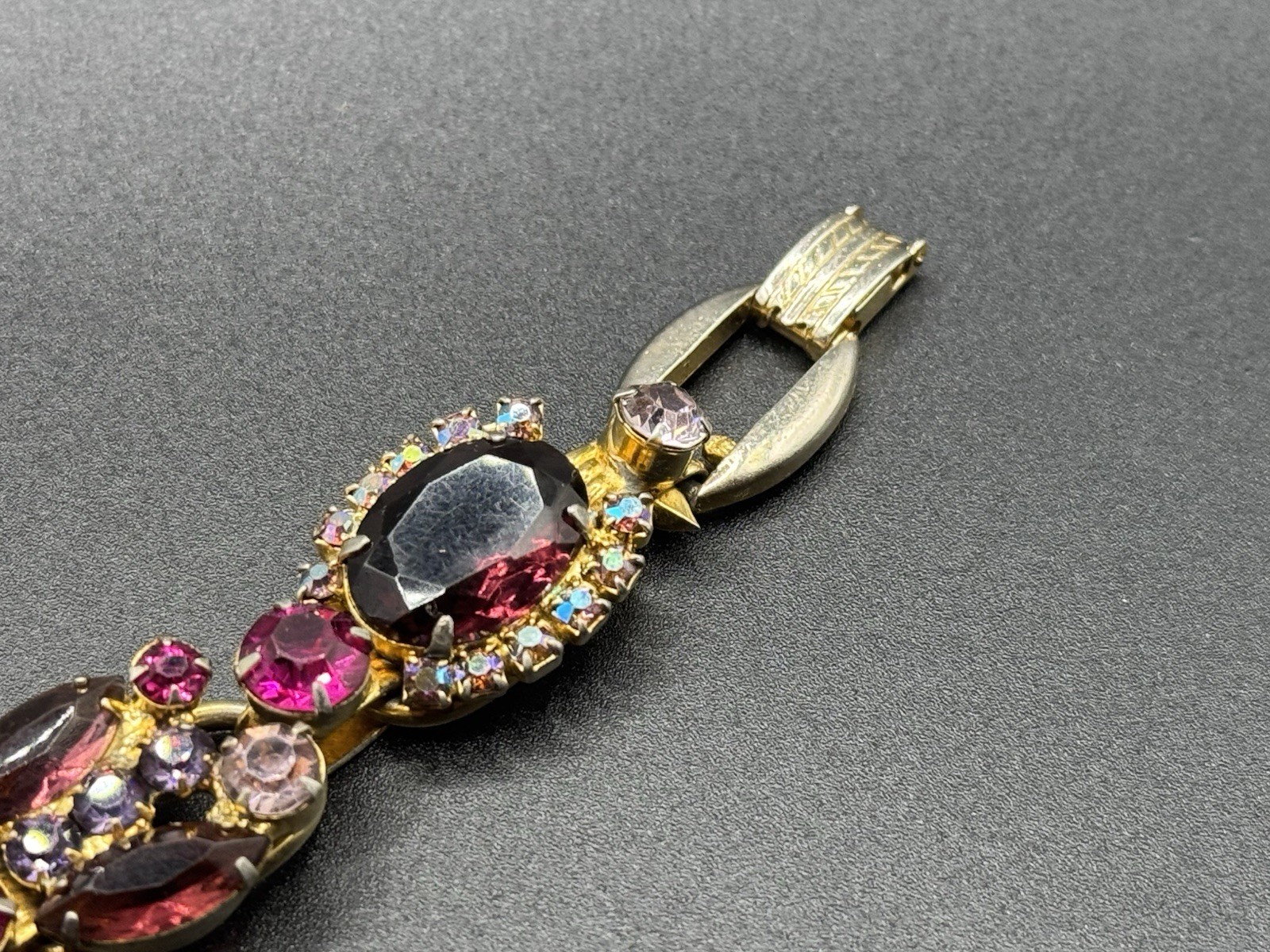 Vtg Juliana Delizza Elster 5-Link Bracelet +Brooch Lavender Mauve Hot Pink As-is