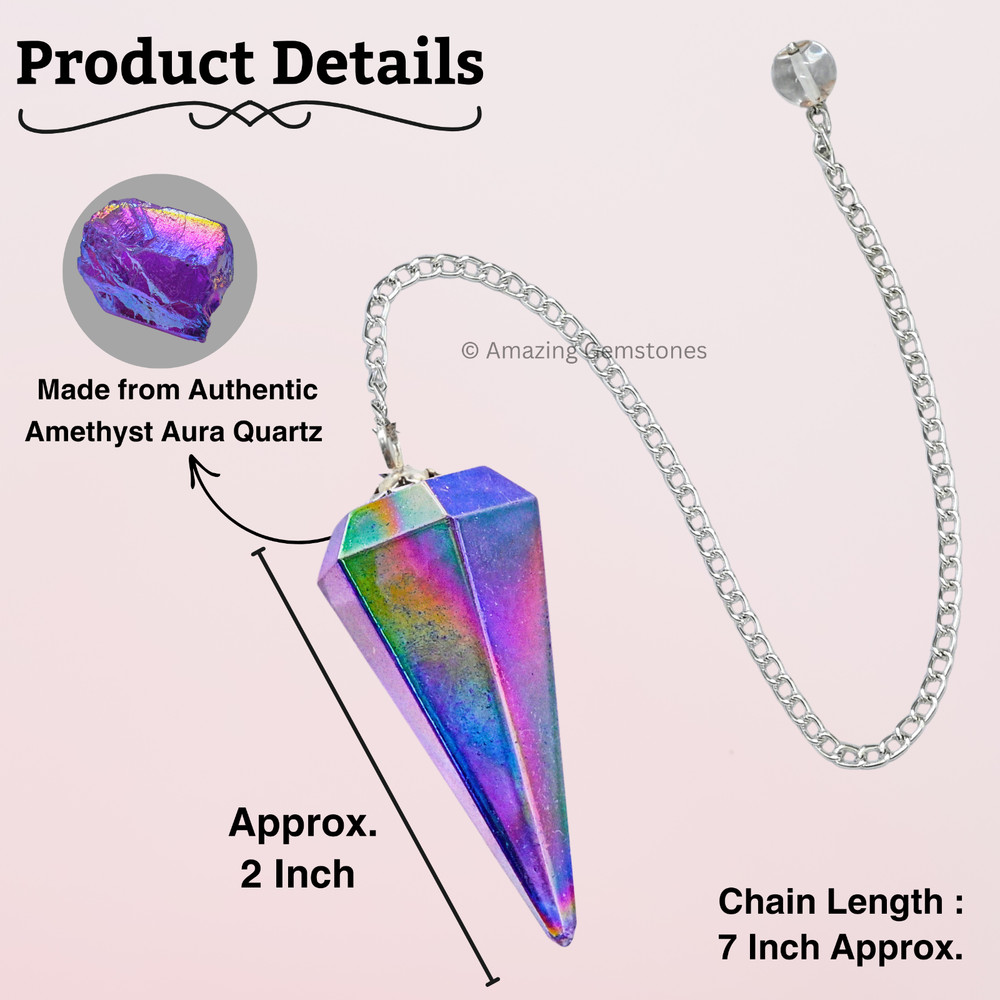 Amethyst Aura Quartz Dowsing Crystal Pendulum
