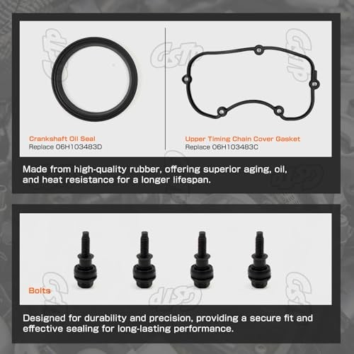 Upper & Lower Engine Timing Chain Cover 2008-2014 Compatible with Audi VW