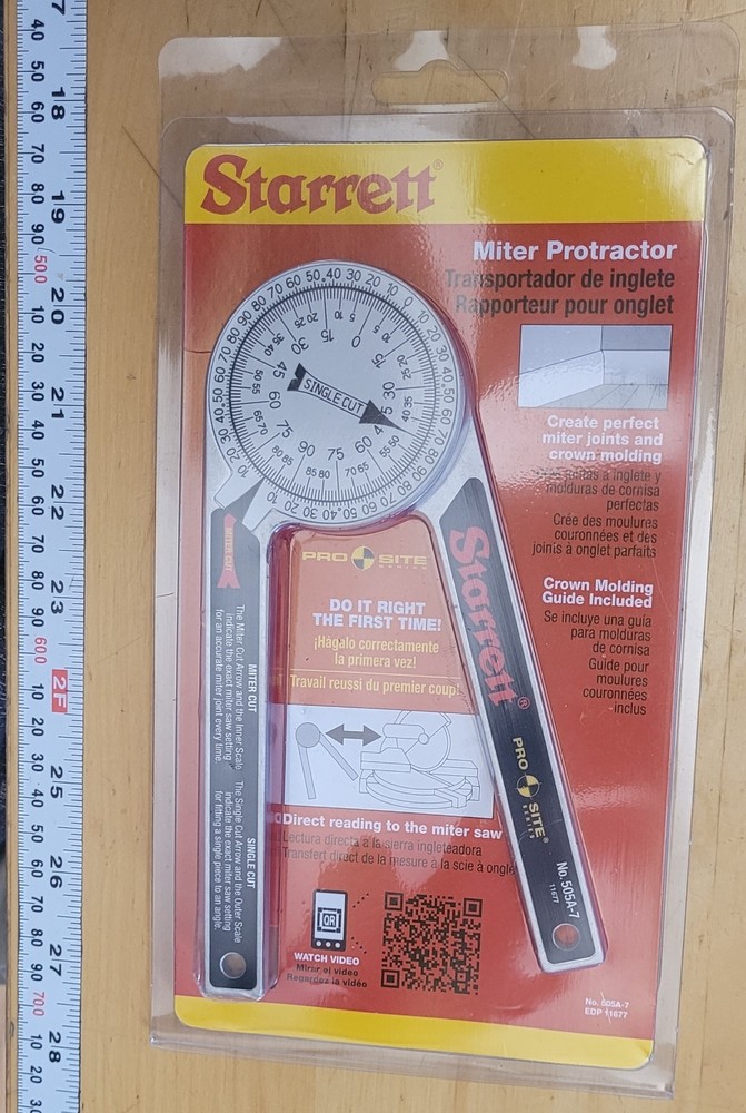 Starrett 7" Pro Site Miter Protractor 505A-7