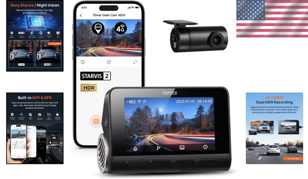 Comprehensive 4K Dash Cam with 150° View, Night Vision & Smart Notifications