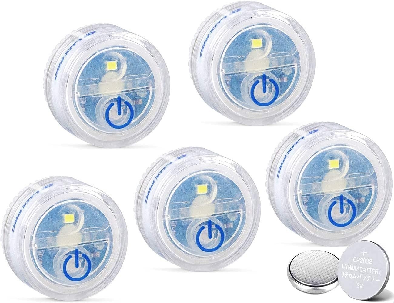 LUXPRO Waterproof Micro LED Puck Lights - Adhesive Under Cabinet Light - 5 Pack