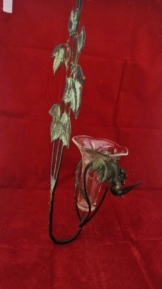 Original Antique Solid Copper Hummingbird Wall Sconce