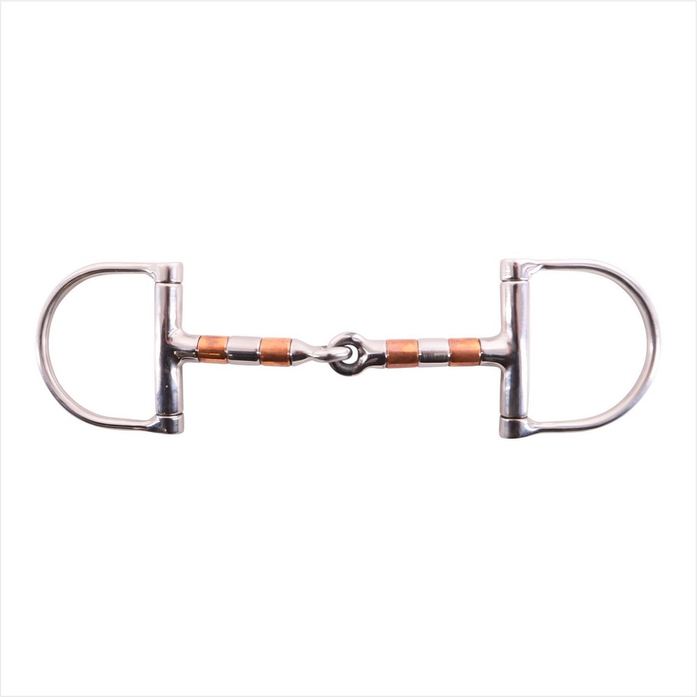 AK D-Bit with Cooper Roller Mouth with Single Joint Horse Riding Bits