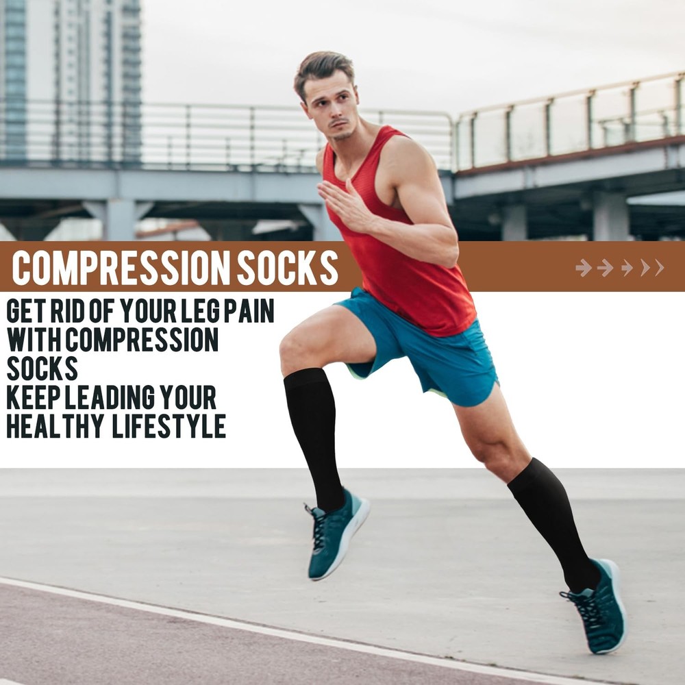 ACTINPUT Copper Compression Socks Men Women Small-Medium, A1 - Black