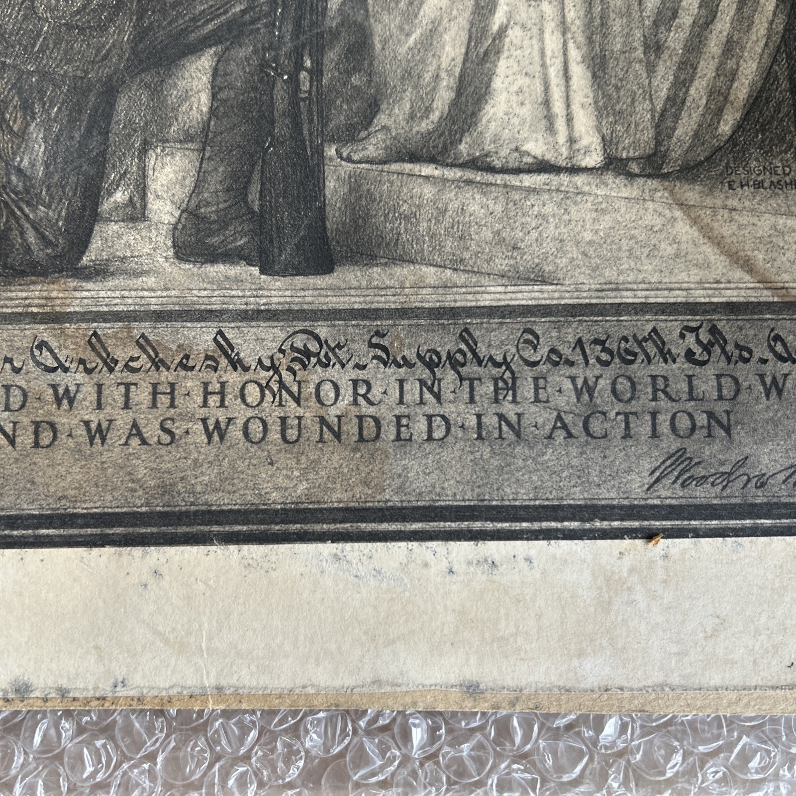 Antique Original WW1 Military Infantry Company Wounded In Action Letter