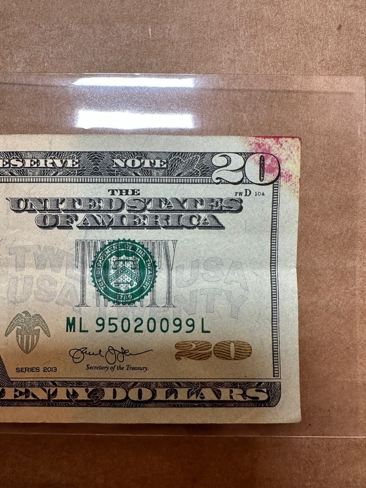 $20 BILL INK MARK ERROR RARE