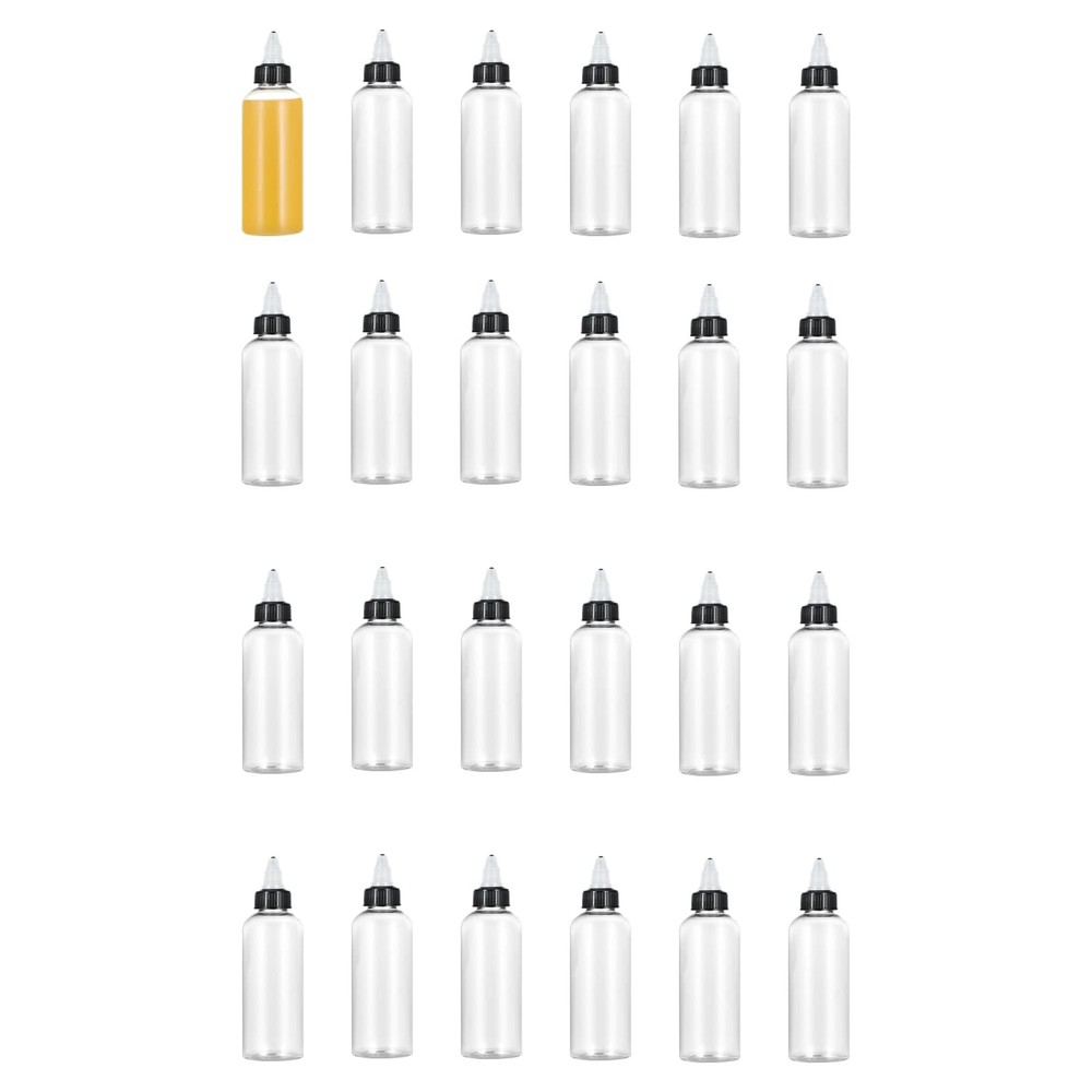 24 Pack 2oz Plastic Squeeze Bottles Mini Empty Squirt Bottle w/ Top Cap for Glue