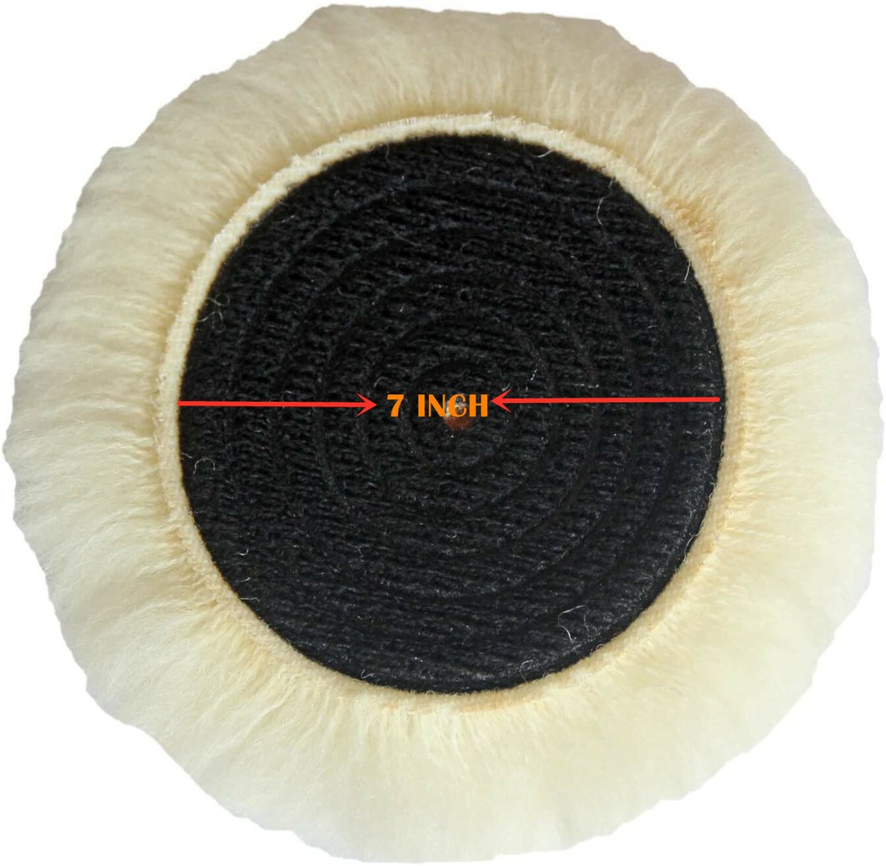 Polishing Buffing Pads Kit 7inch 100% Wool Hook & Loop Grip for Cutting Etc.