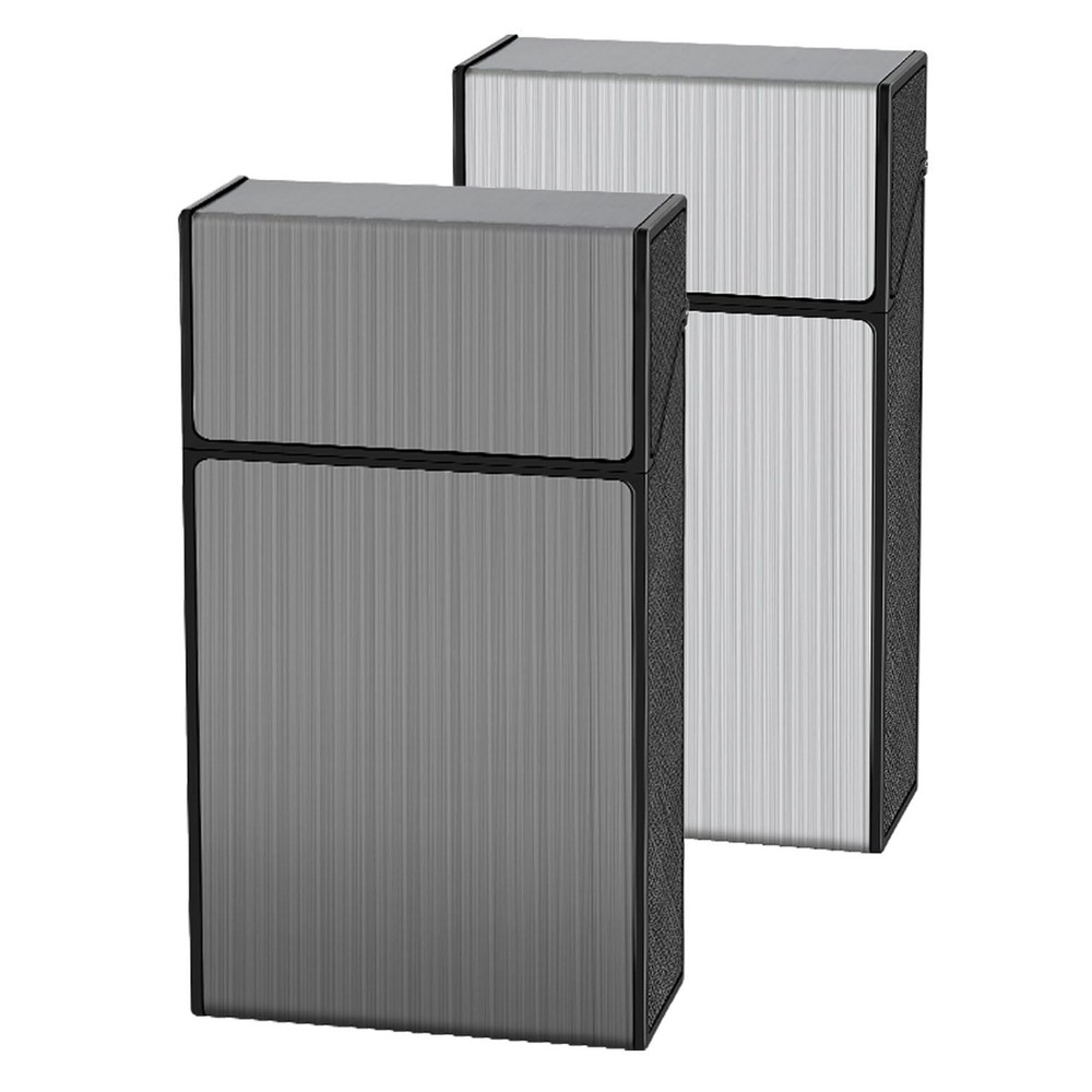 Cigarette Case 2 Pack 100mm 100’s King Size(Black + Silver) (Black + Silver, ...