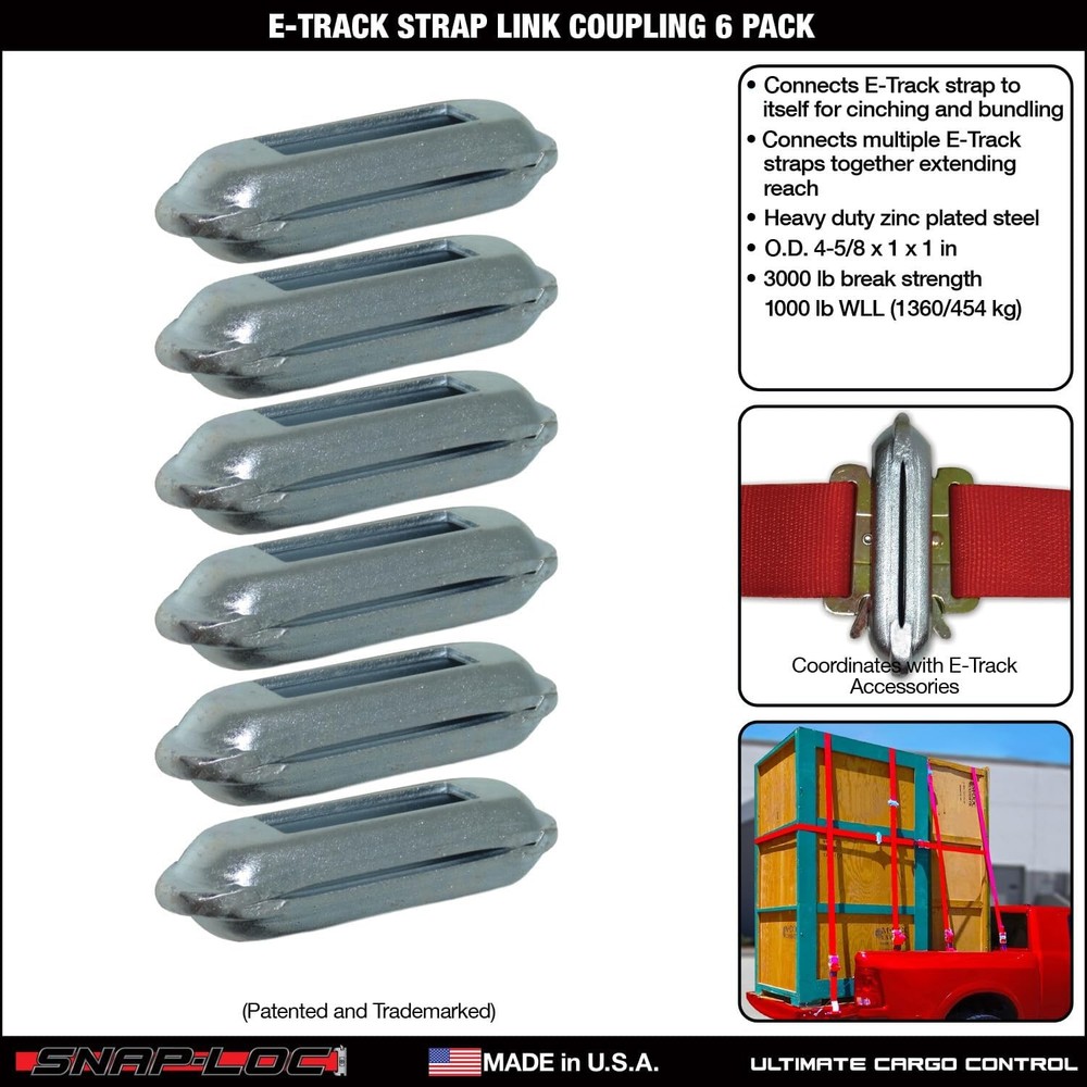 SNAP-LOC E-Track Strap Link Coupling Cinch 6-Pack, Logistic Tie-Down for Pickups