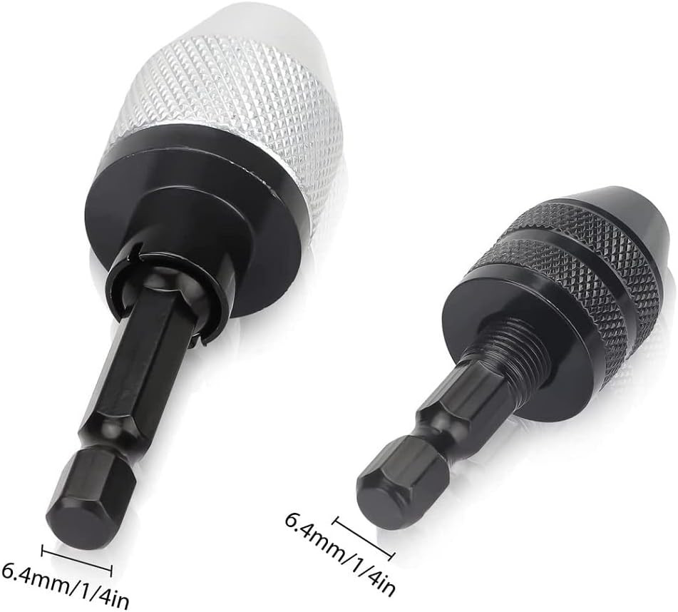 2x 1/4" Hex Shank Keyless Drill Bit Quick Change Driver Chuck Conversion Adapter