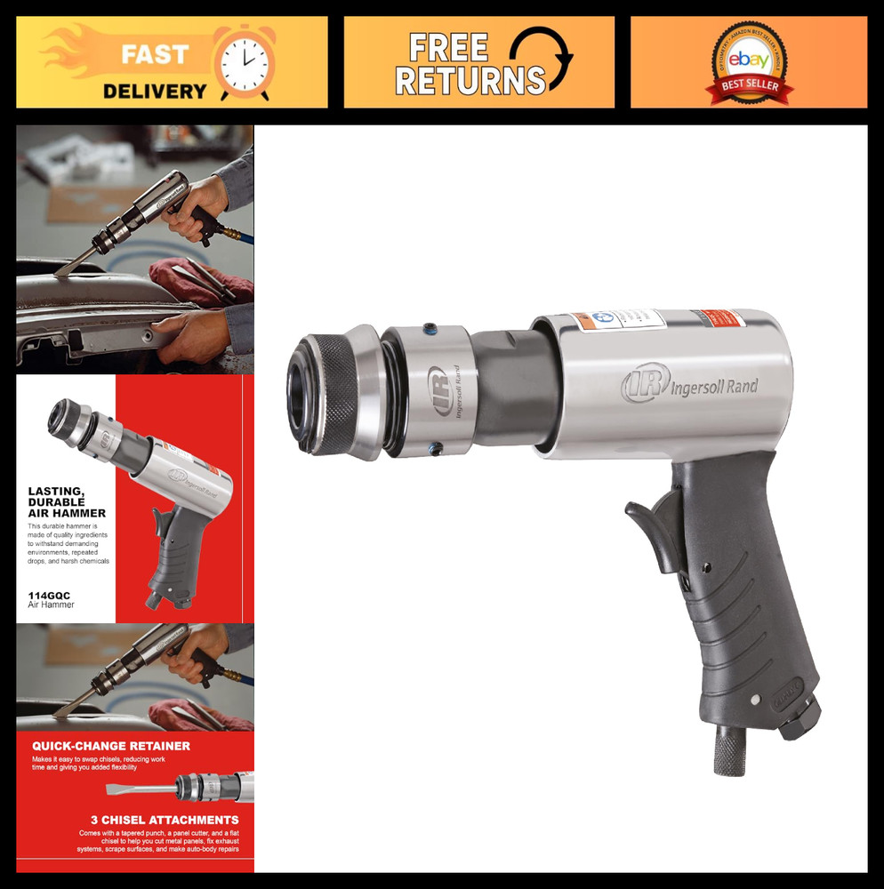 Quick Change Air Hammer 3-Piece Chisel Set, 3500 BPM, 2-5/8" Stroke, .401 Shank